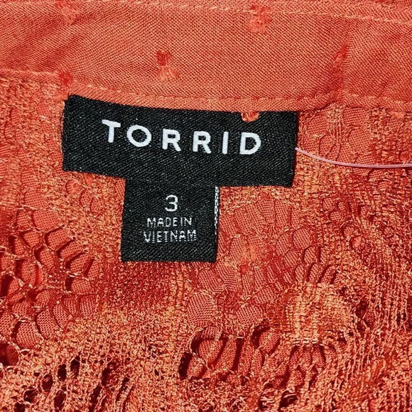NWT Torrid Womens Orange Swiss Dot‎ Crochet Trim Sleeveless Blouse Top 3 3X - Picture 4 of 5